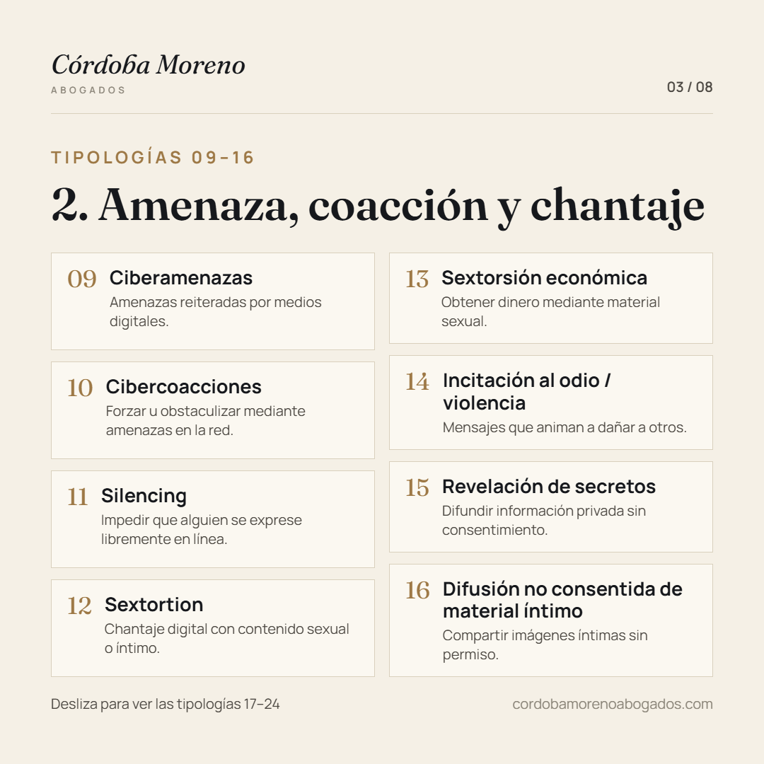 Amenazas, coacción y chantaje digital