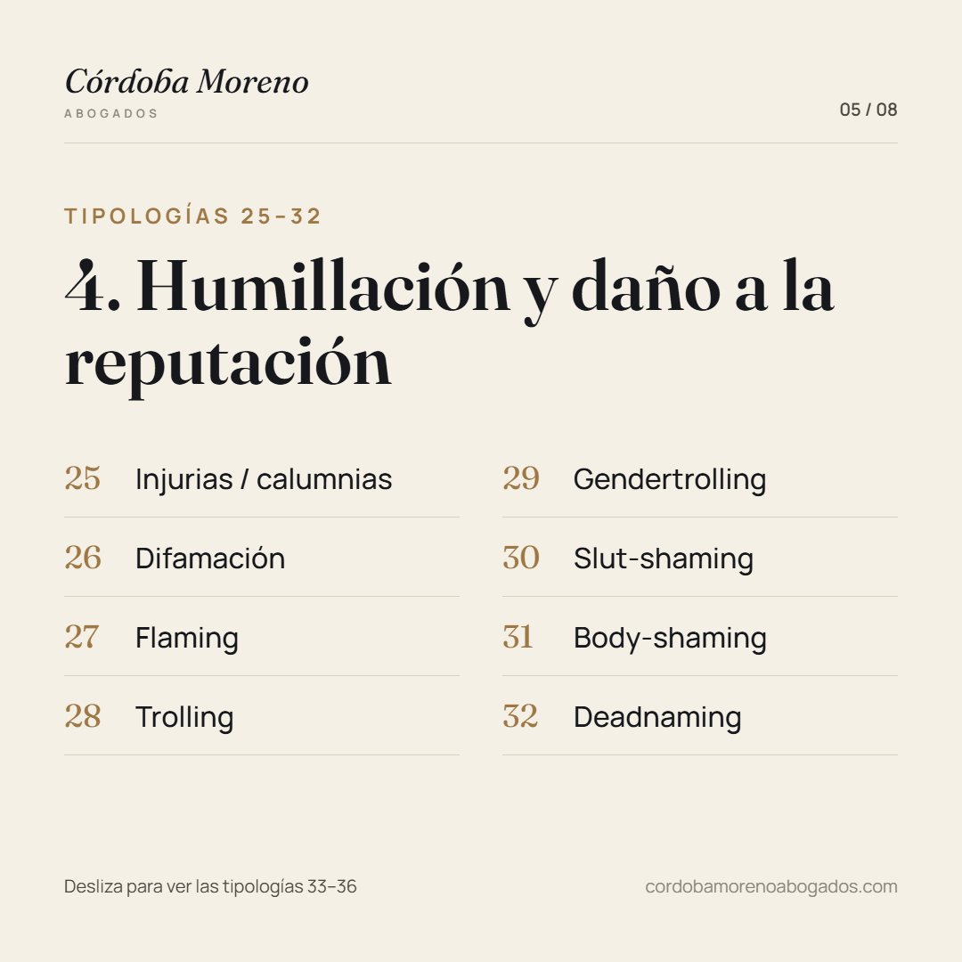 Humillación y daño a la reputación online